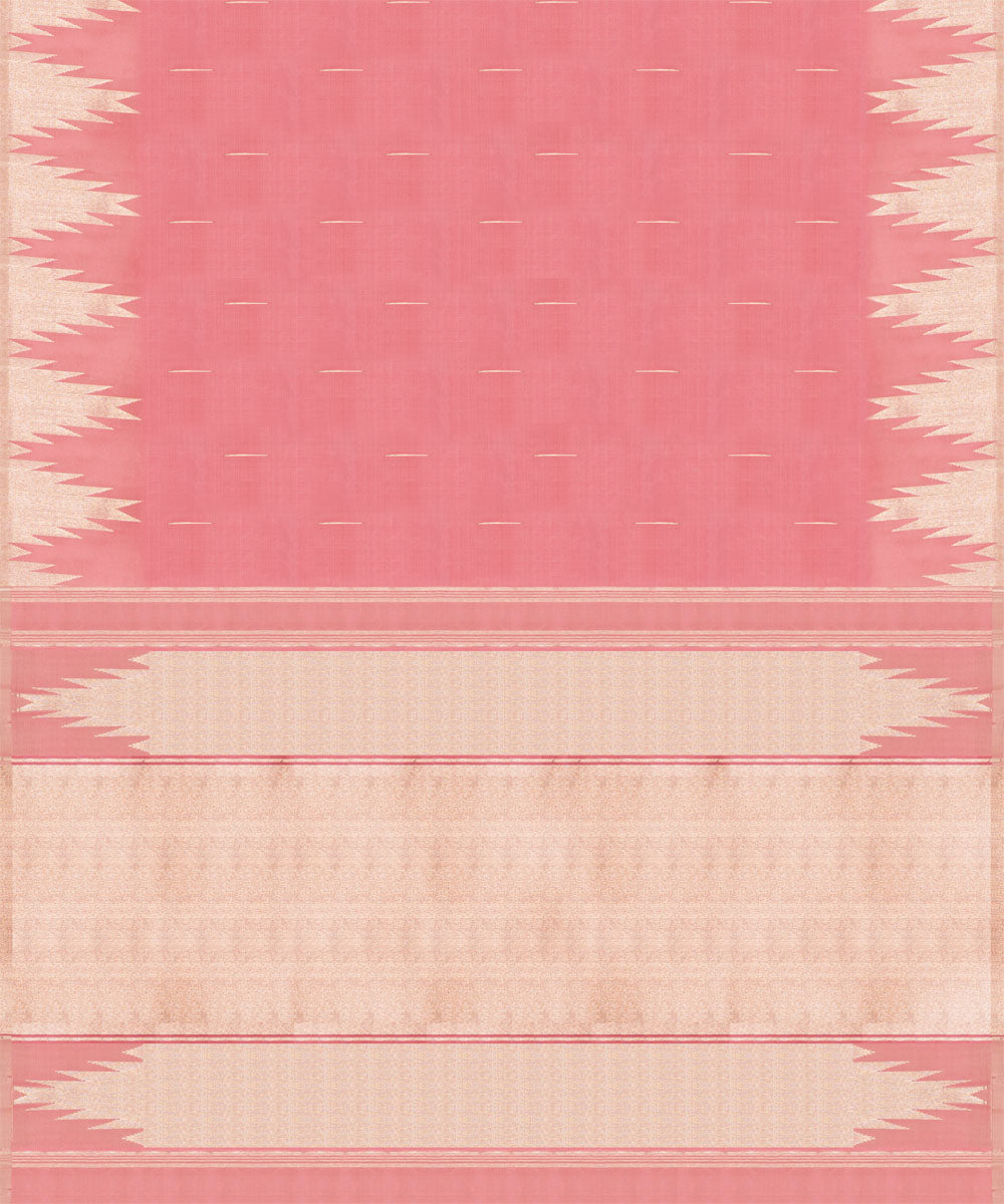 Pink offwhite handwoven kanjivaram silk saree