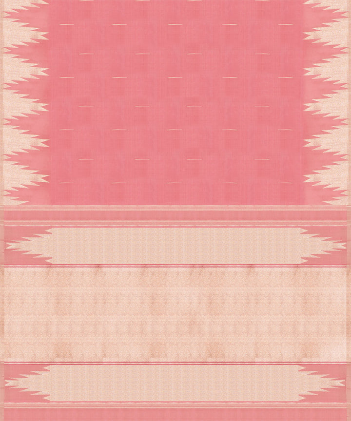 Pink offwhite handwoven kanjivaram silk saree