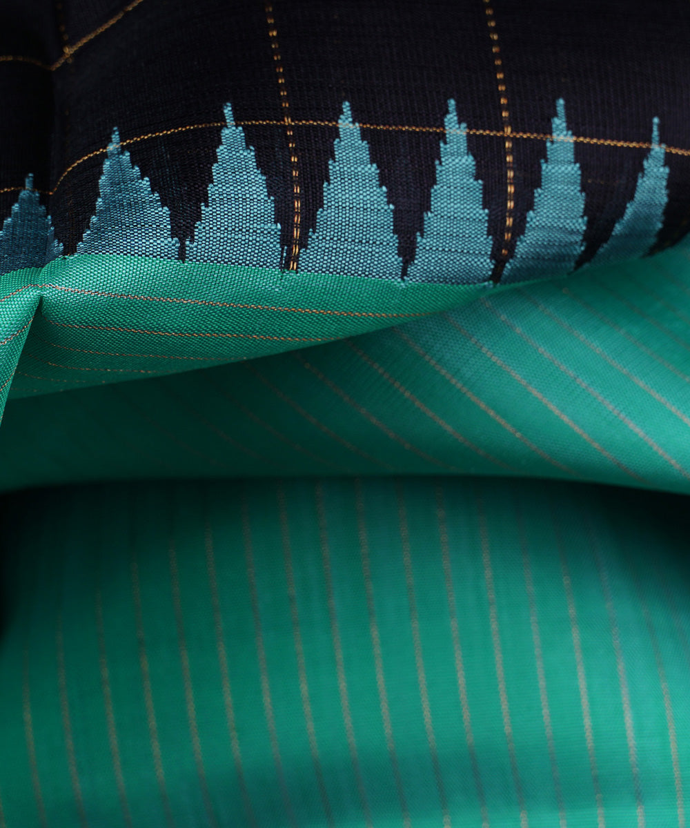 Black with green kora kajivaram silk saree