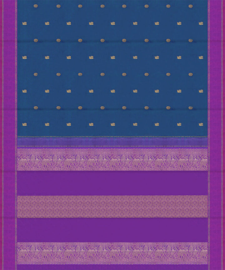 Blue violet handwoven kanjivaram silk saree