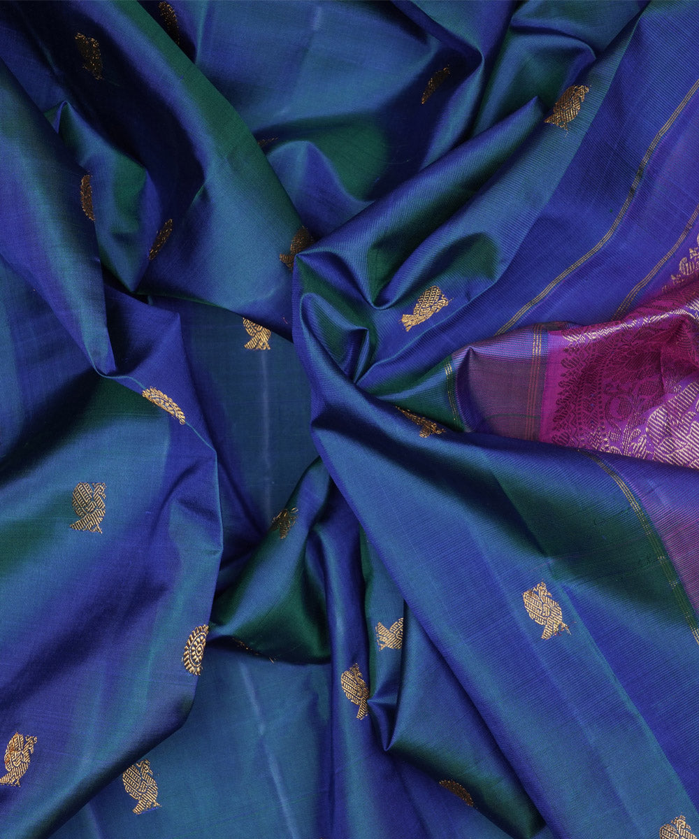 Blue violet handwoven kanjivaram silk saree