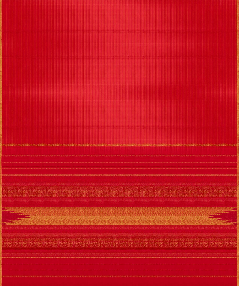 Orange red handwoven kanjivaram silk saree