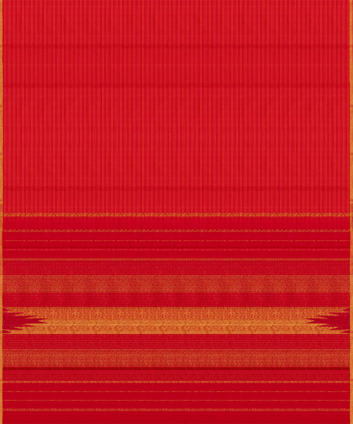 Orange red handwoven kanjivaram silk saree