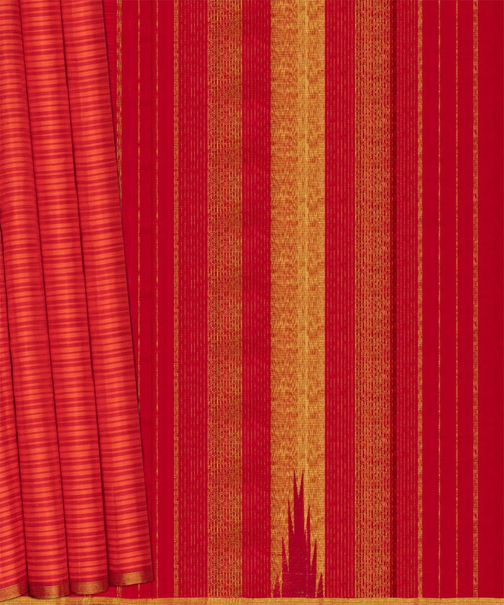 Orange red handwoven kanjivaram silk saree