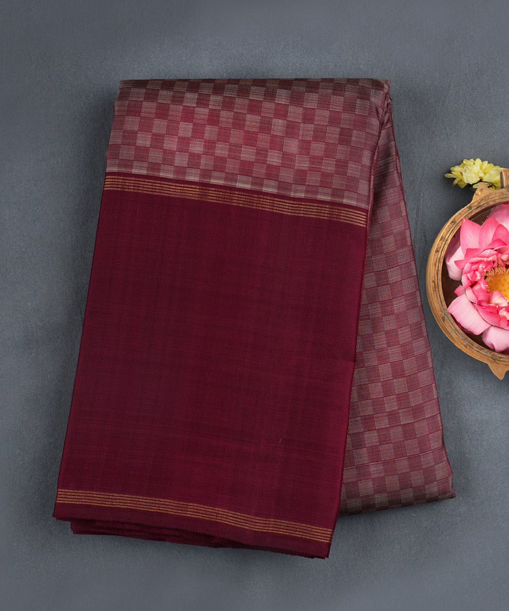 maroon handwoven kanjivaram silk saree