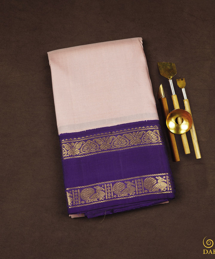 Blue peach handwoven kanjivaram silk saree