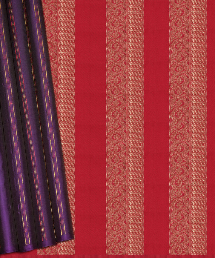 Purple red handwoven kanjivaram silk saree