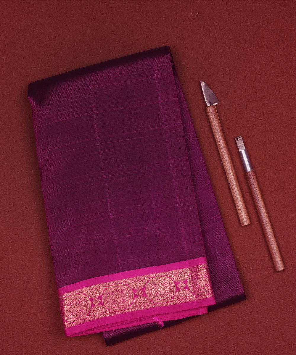 Purple pink handloom kanjivaram silk saree