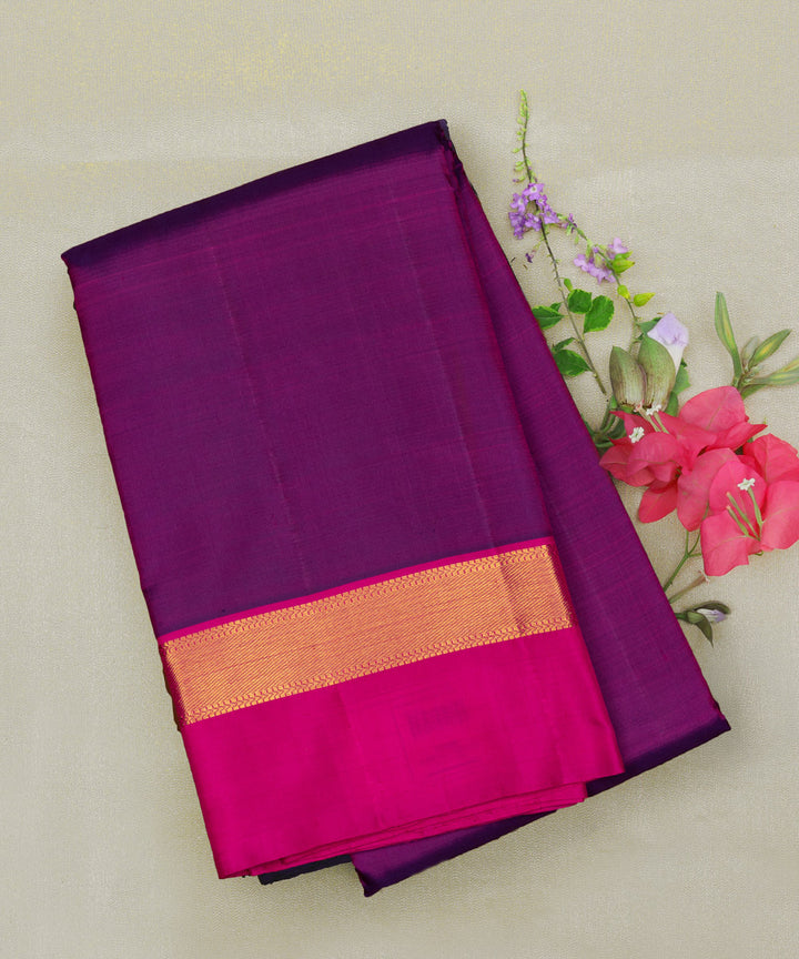 Purple pink handwoven kanjivaram silk saree