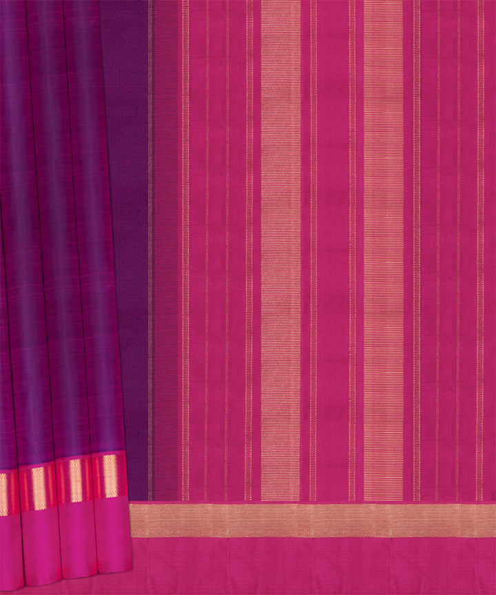 Purple pink handwoven kanjivaram silk saree