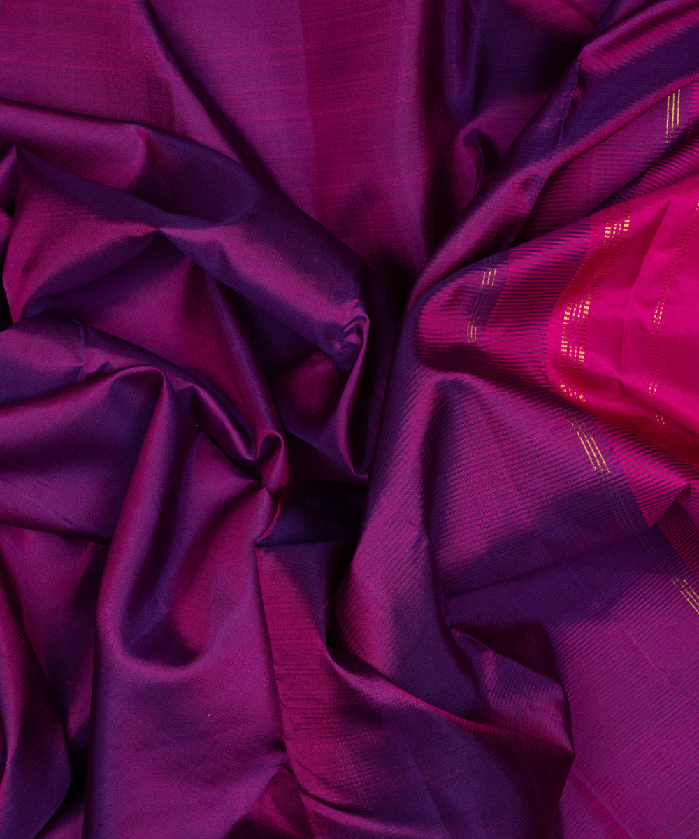 Purple pink handwoven kanjivaram silk saree