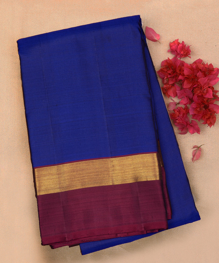 Maroon blue handwoven kanjivaram silk saree