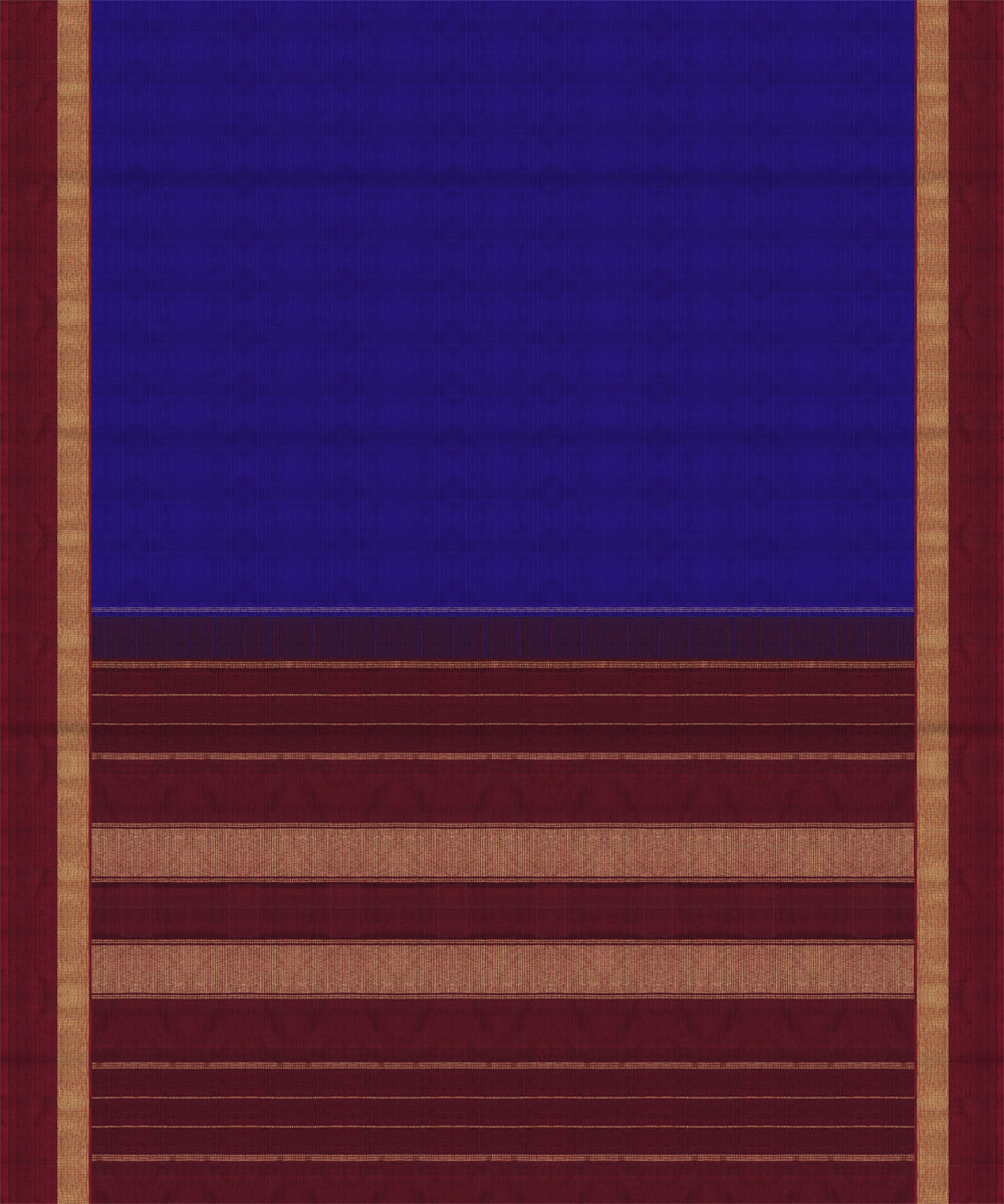 Maroon blue handwoven kanjivaram silk saree