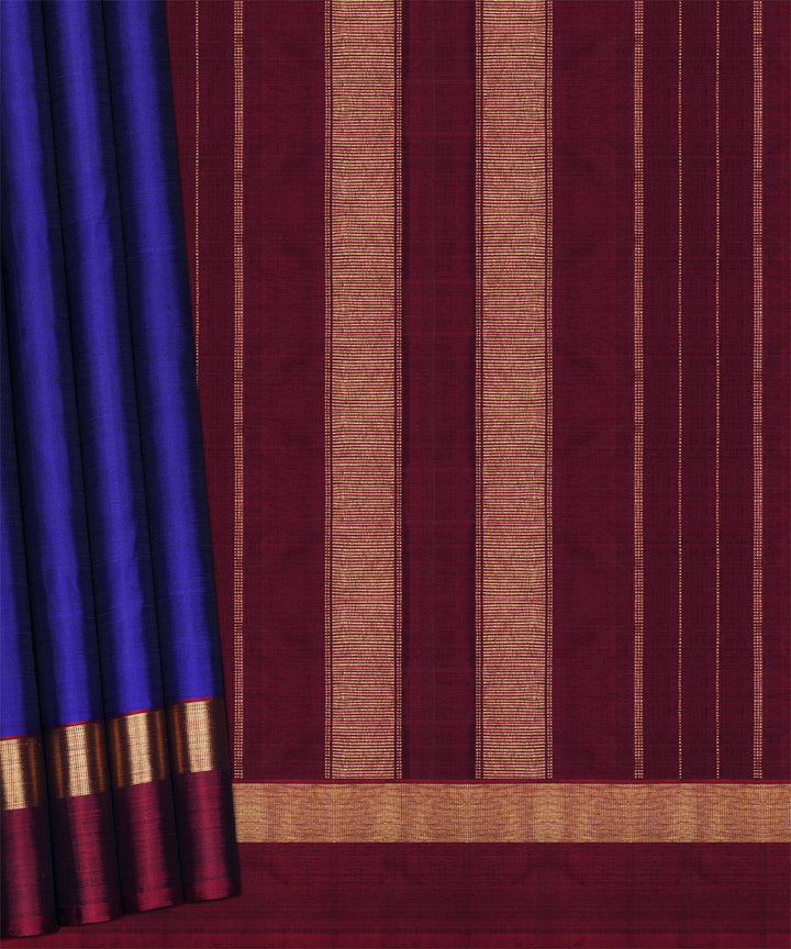 Maroon blue handwoven kanjivaram silk saree