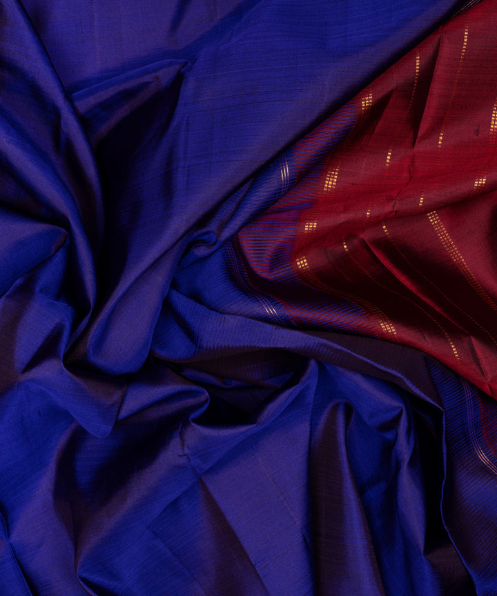 Maroon blue handwoven kanjivaram silk saree