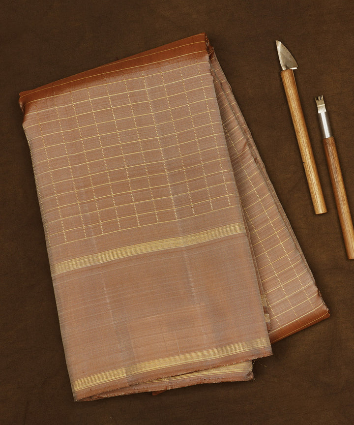 Brown handwoven kanjivaram silk saree