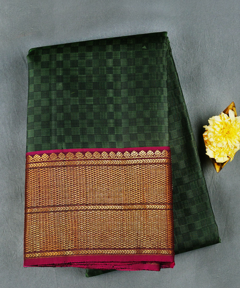 Pink green handloom kanjivaram silk saree