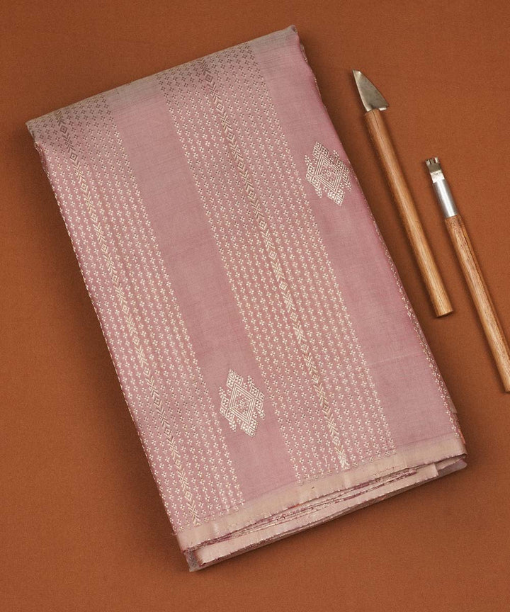 Pink peach handwoven kanjivaram silk saree