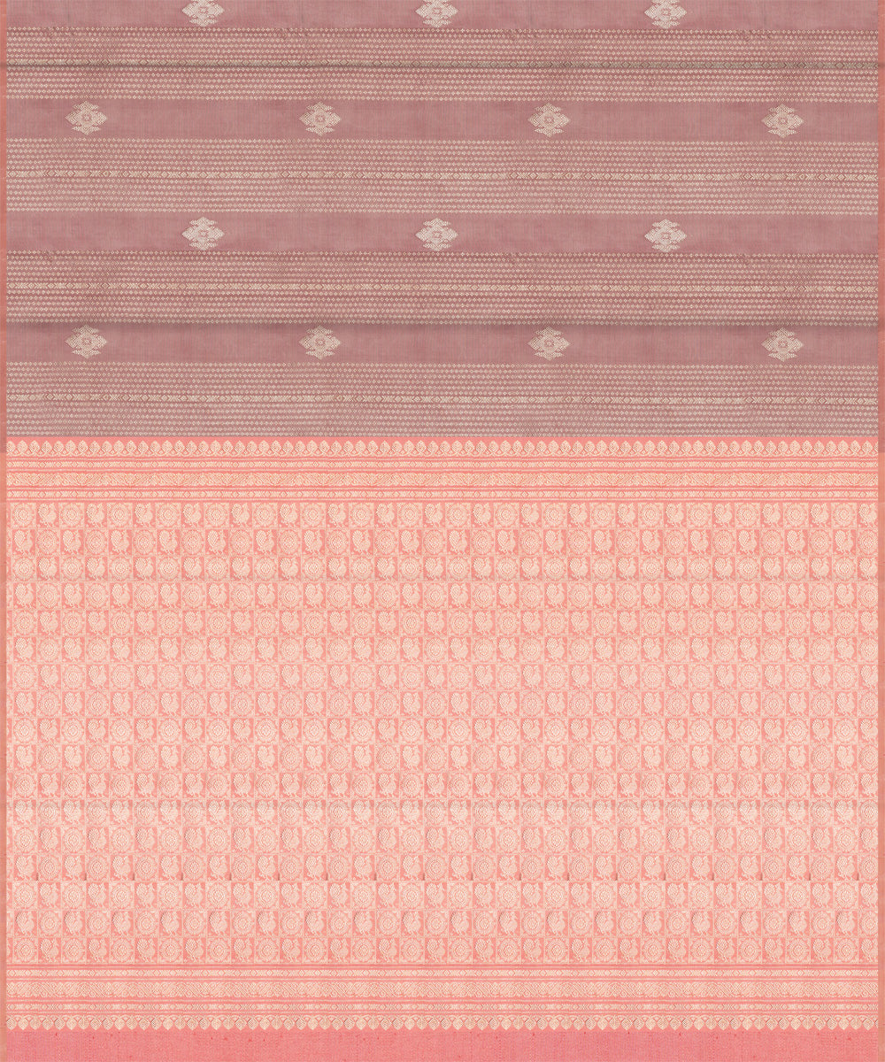 Pink peach handwoven kanjivaram silk saree