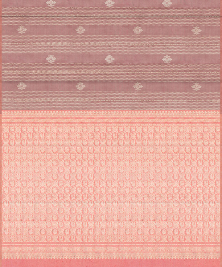 Pink peach handwoven kanjivaram silk saree