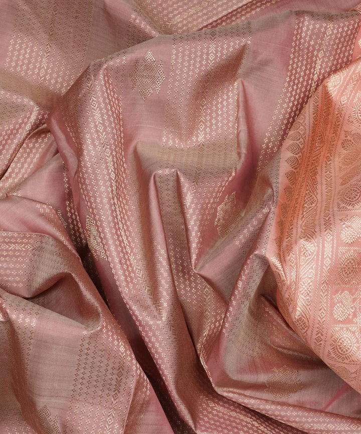 Pink peach handwoven kanjivaram silk saree