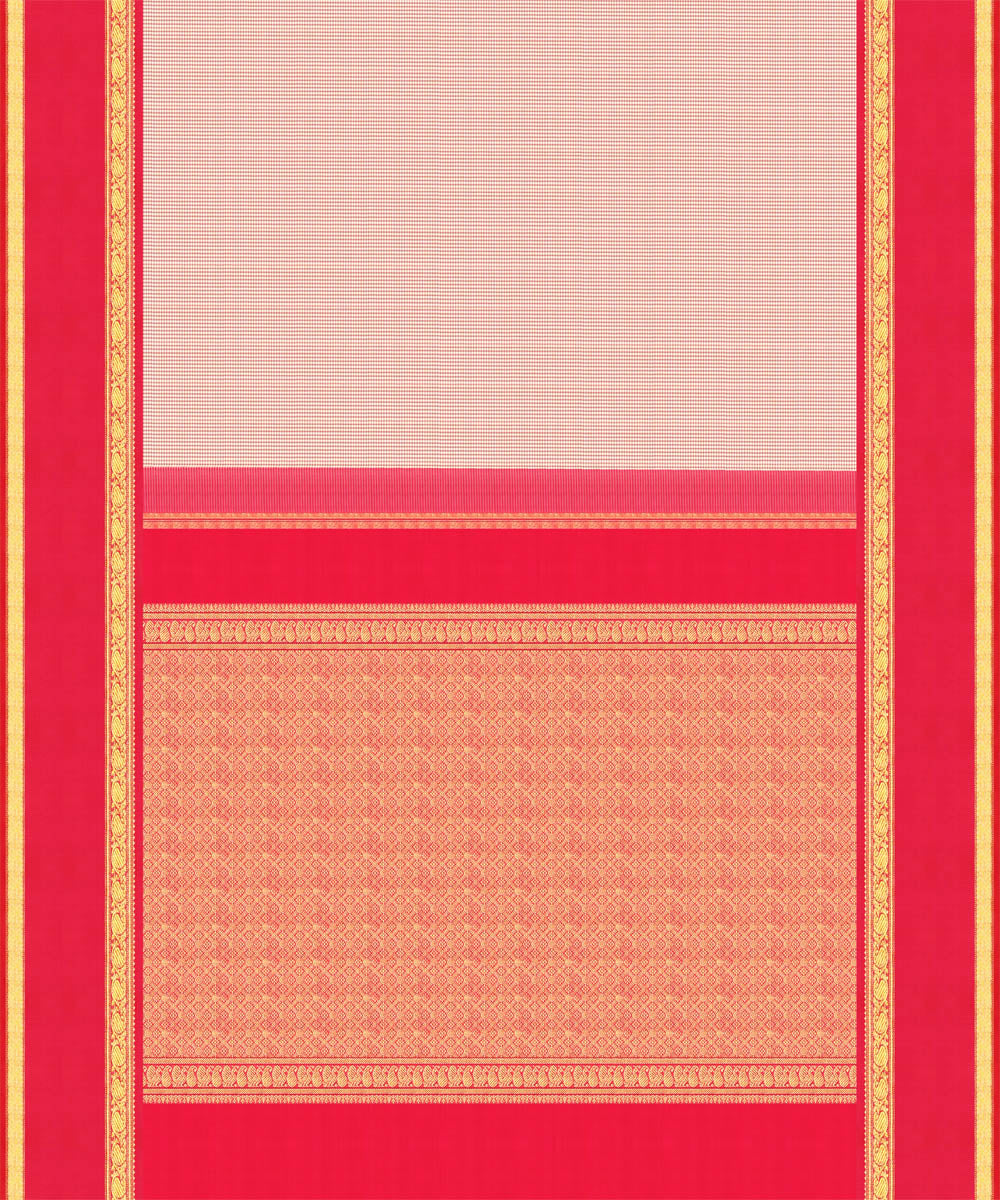 Pink off-white handwoven kanjivaram silk saree