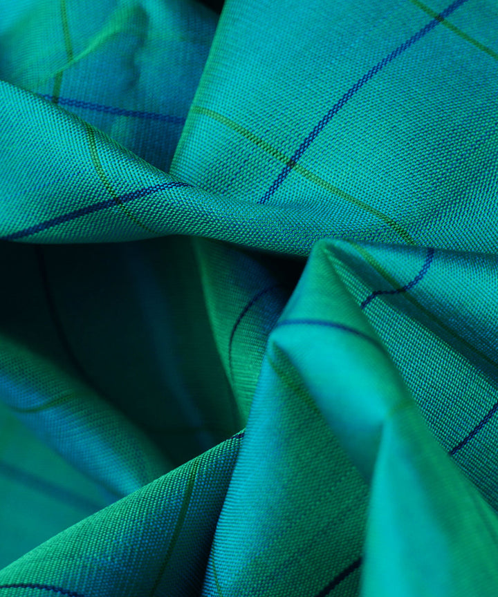 Cyan blue green handwoven kanjivaram silk saree