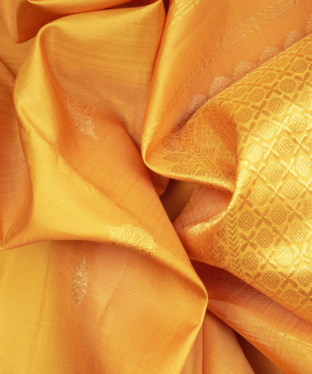 Yellow handwoven kanjivaram silk saree