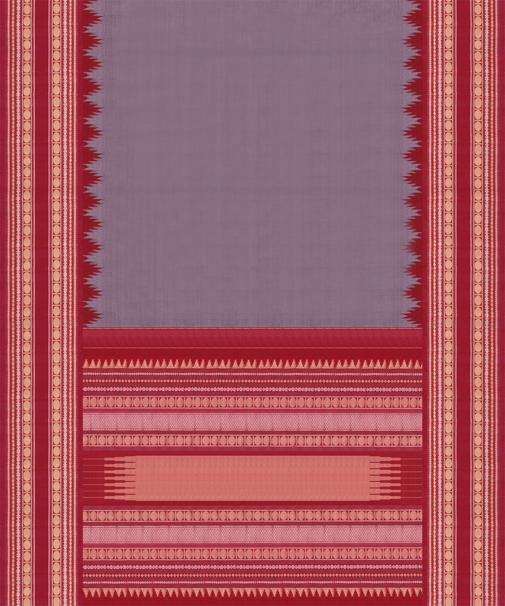 Red mauve handwoven kanjivaram silk saree