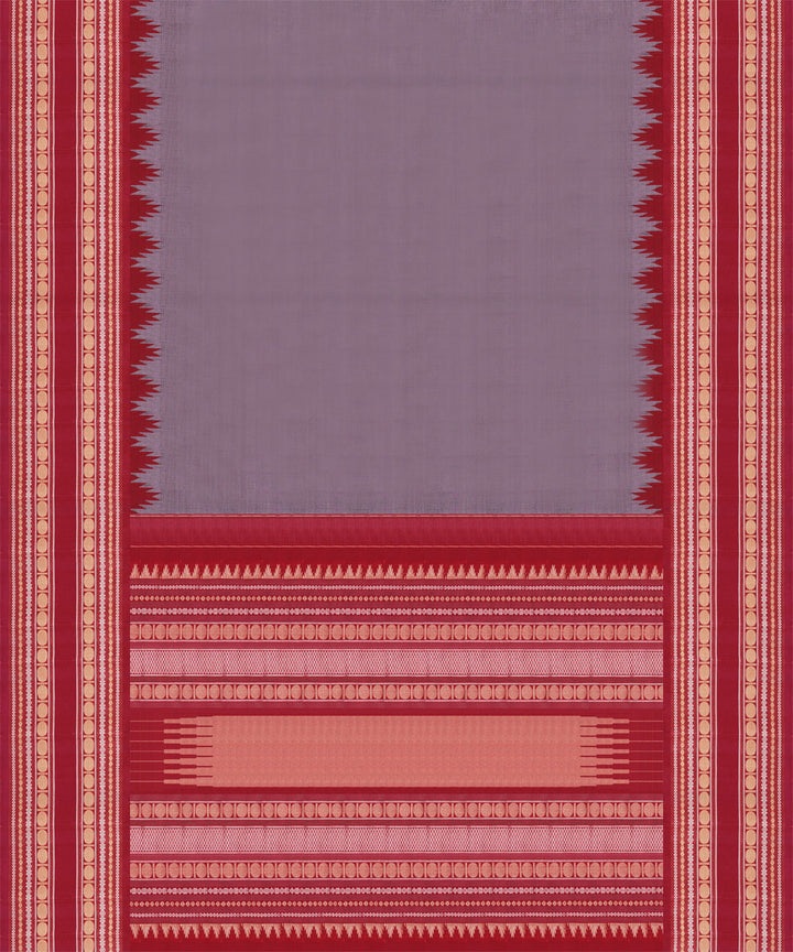 Red mauve handwoven kanjivaram silk saree