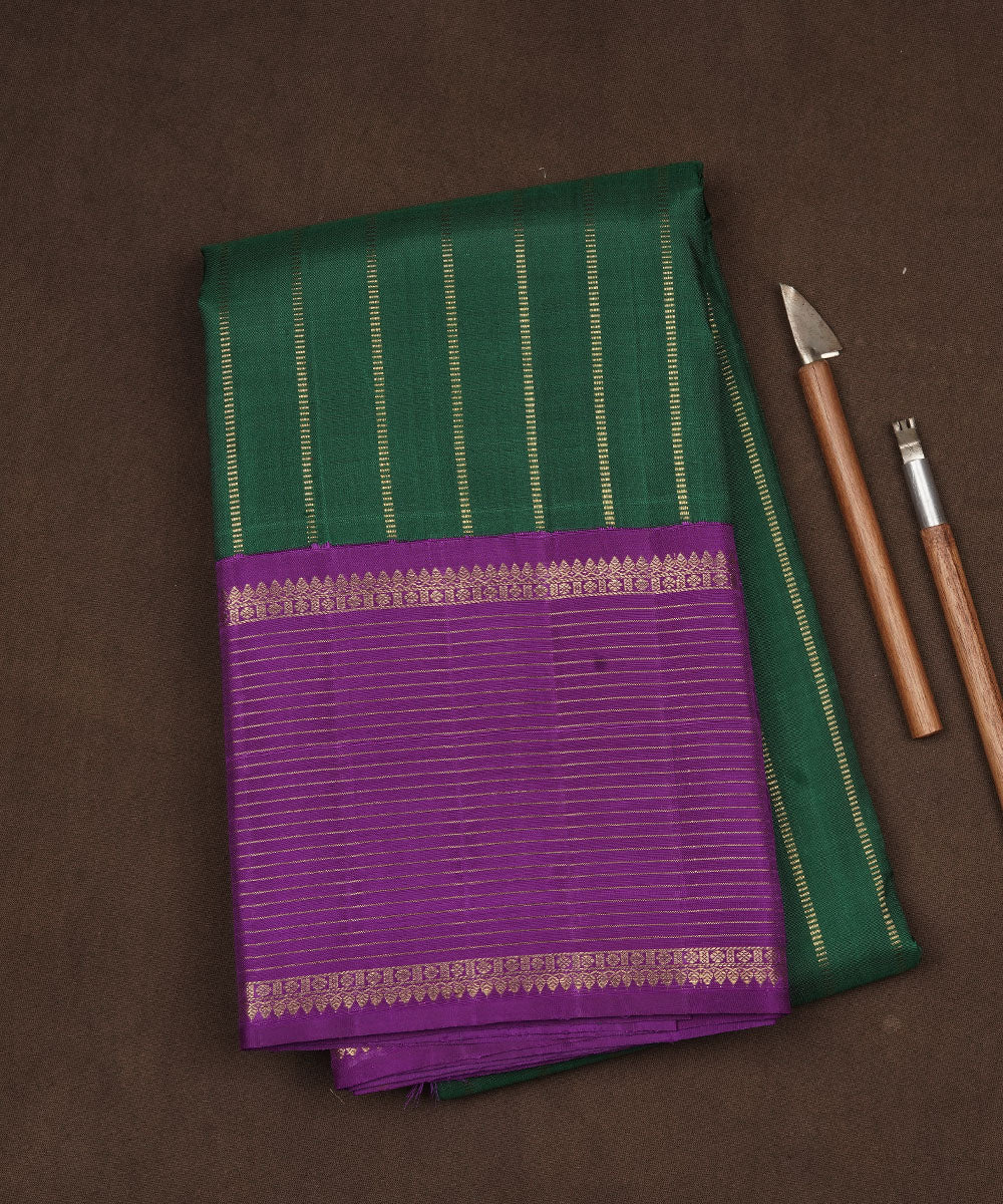 Purple green handwoven kanjivaram silk saree