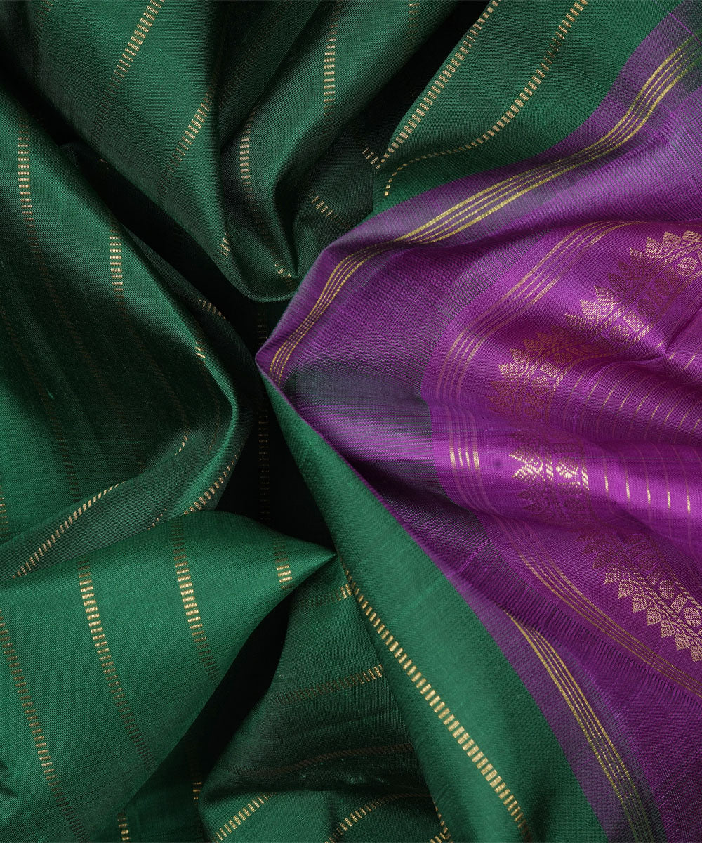 Purple green handwoven kanjivaram silk saree