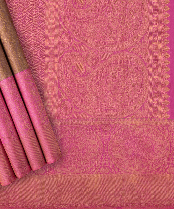 Mauve pink handwoven kanjivaram silk saree