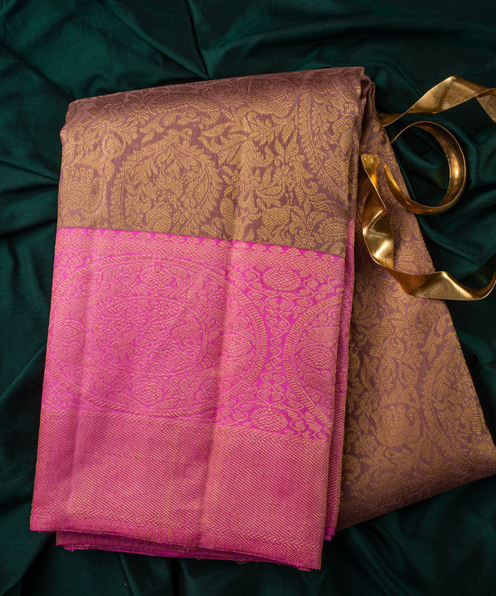 Mauve pink handwoven kanjivaram silk saree