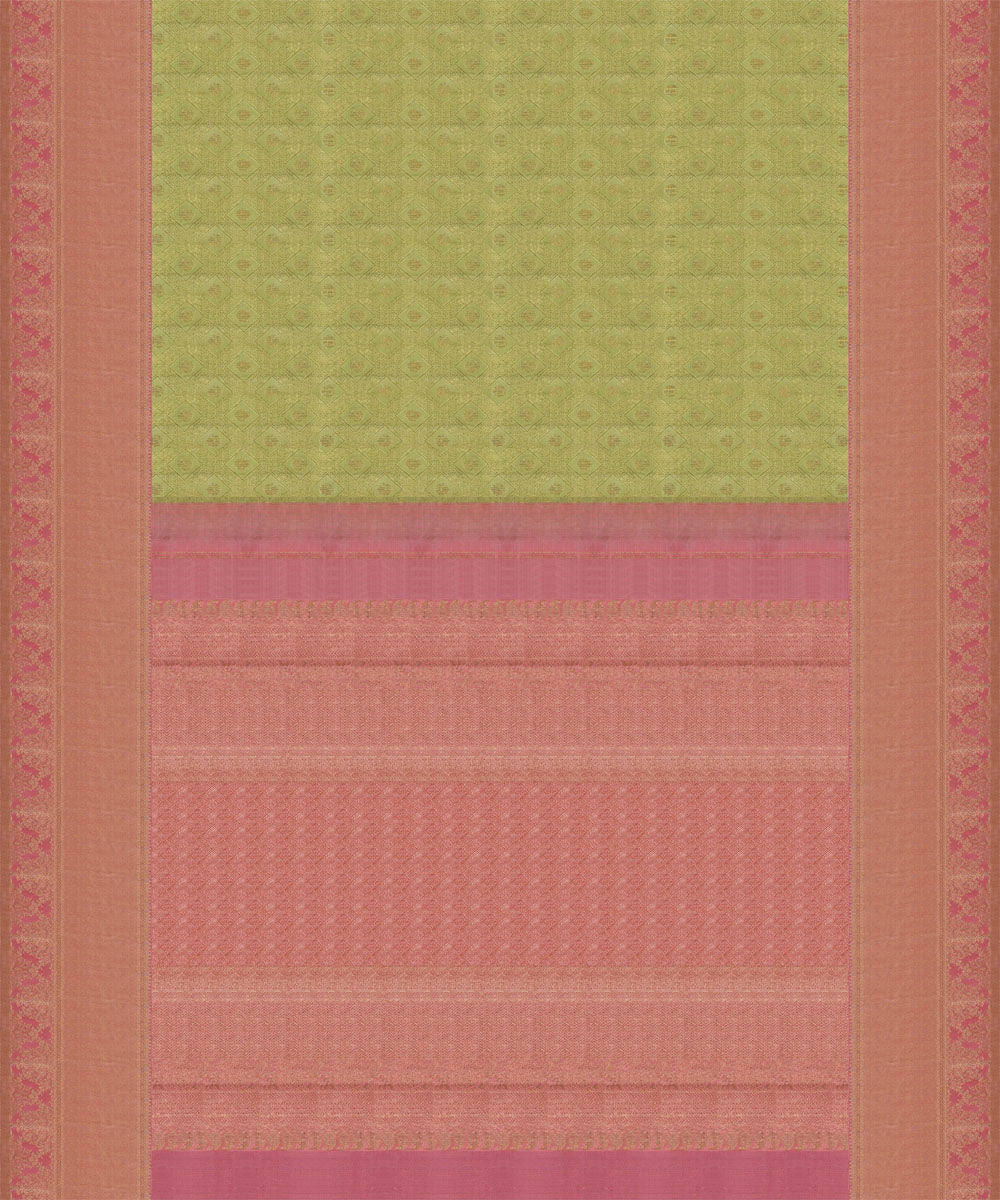 Pink green handwoven kanjivaram silk saree