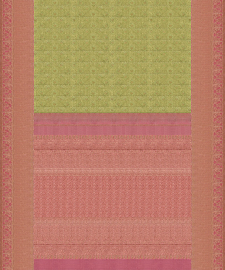 Pink green handwoven kanjivaram silk saree