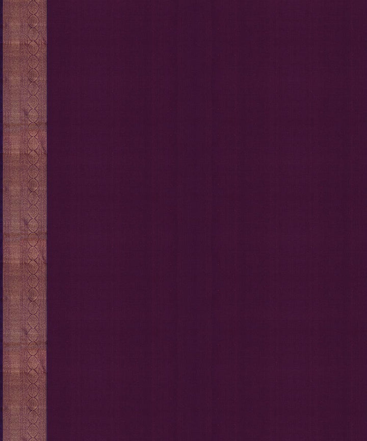 Beige purple handwoven kanjivaram silk saree