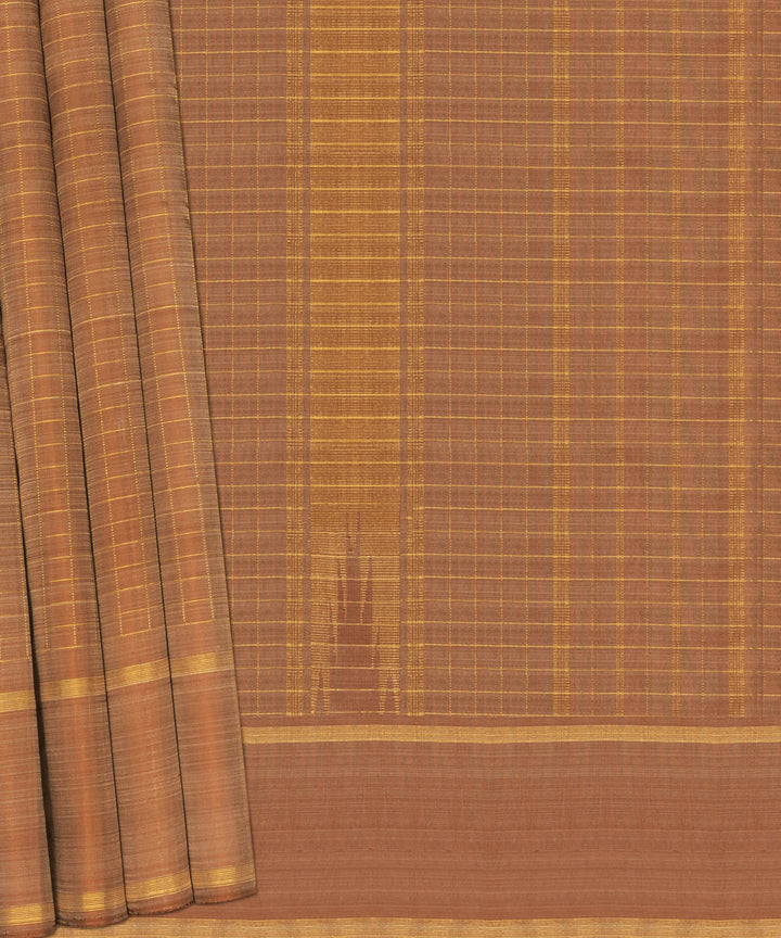 Handwoven brown kanjivaram silk saree