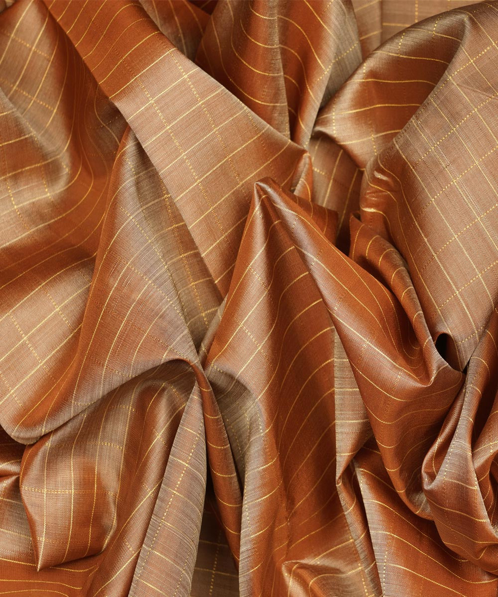 Handwoven brown kanjivaram silk saree