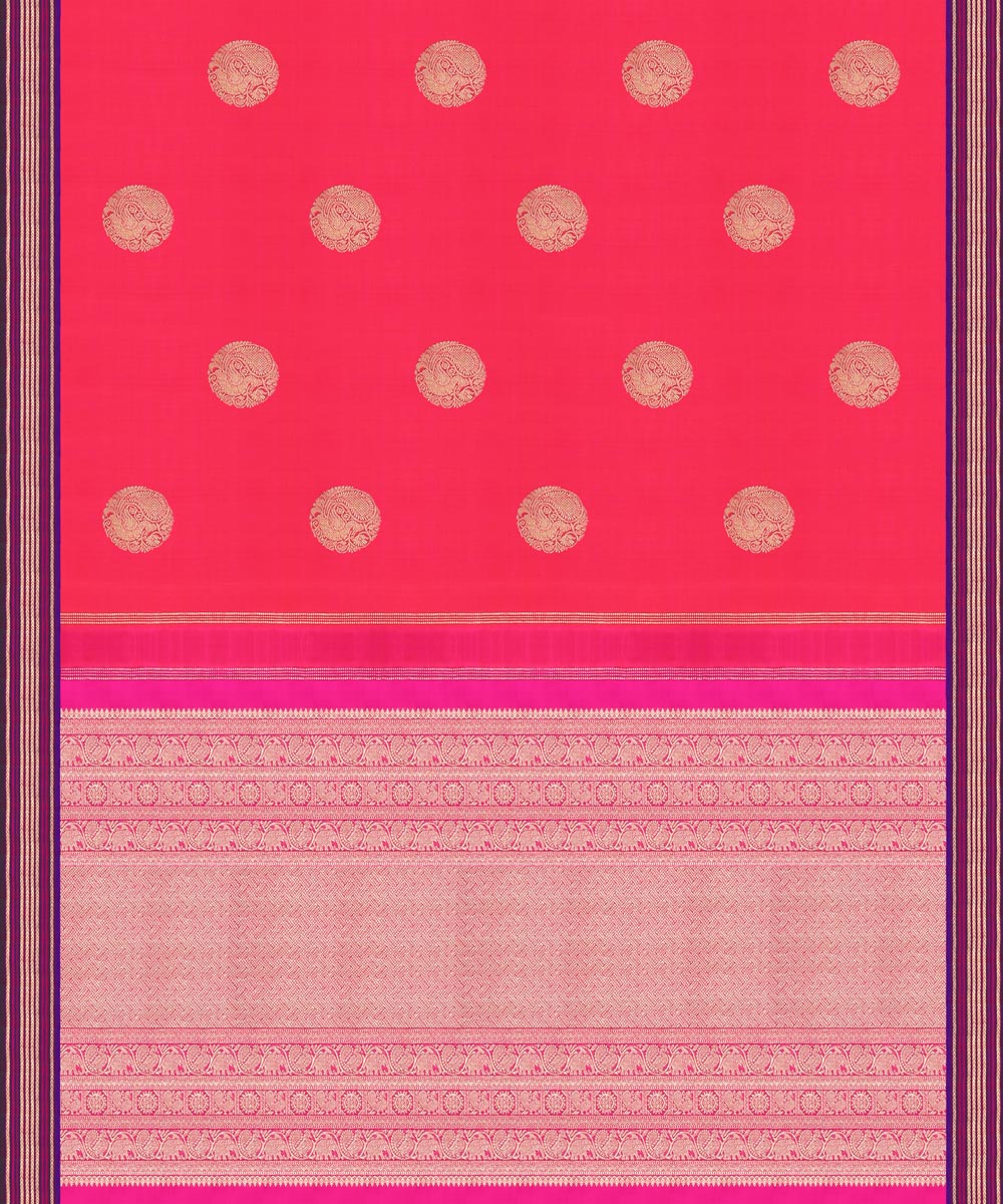 Pink handwoven kanjivaram silk saree