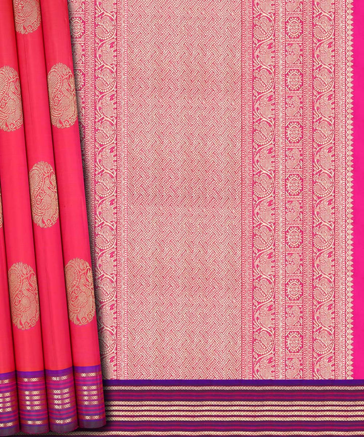 Pink handwoven kanjivaram silk saree