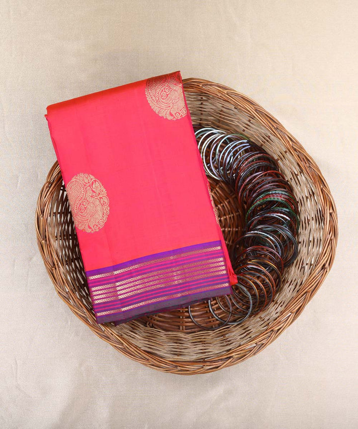 Pink handwoven kanjivaram silk saree