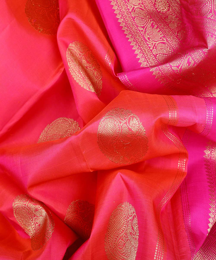 Pink handwoven kanjivaram silk saree