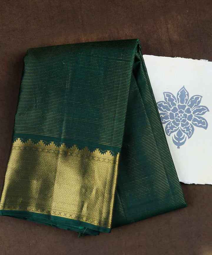 Teal green handwoven kanjivaram silk saree