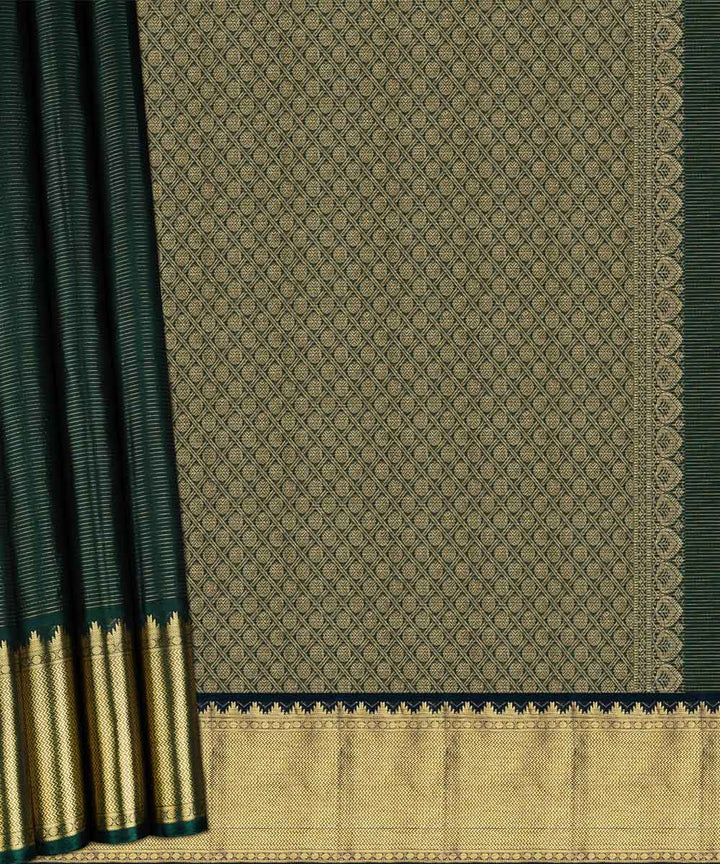 Teal green handwoven kanjivaram silk saree