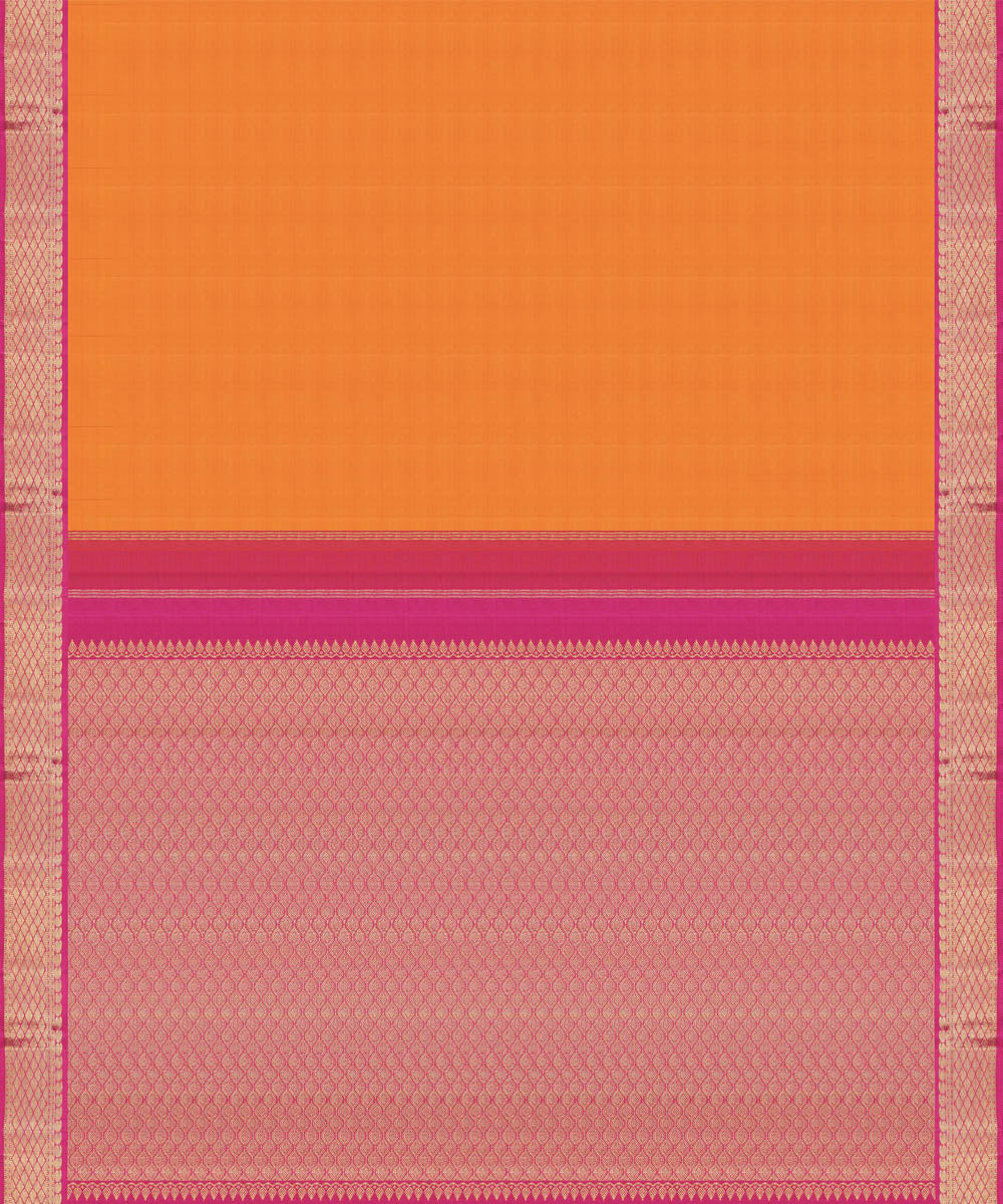 Handwoven orange with pink kanjivaram silk saree