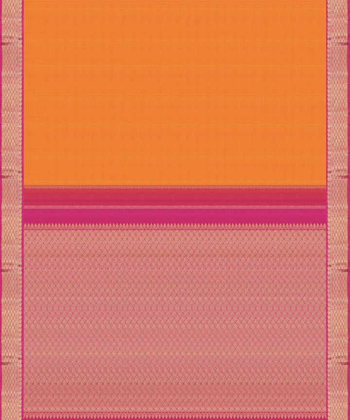 Handwoven orange with pink kanjivaram silk saree
