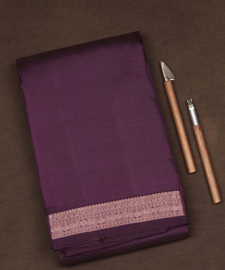 Handwoven purple kanjivaram silk saree