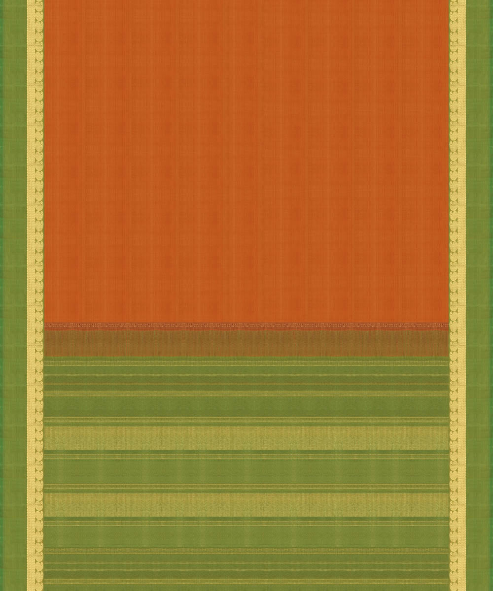 Handwoven orange with green kanjivaram silk saree