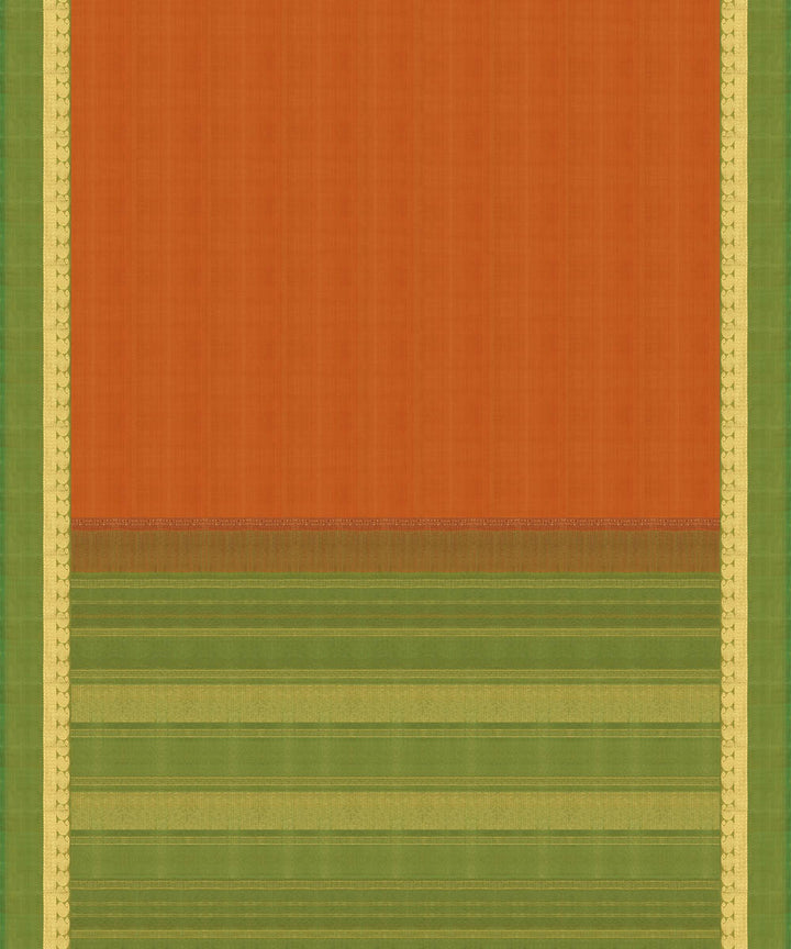 Handwoven orange with green kanjivaram silk saree